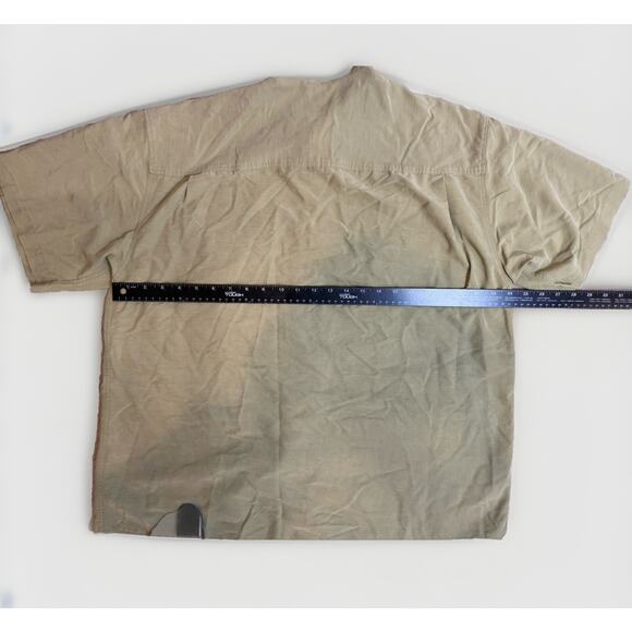 Men’s Bamboo cay Large Green Short Sleeve Button Up 2 Pocket Modal - Picture 5 of 6